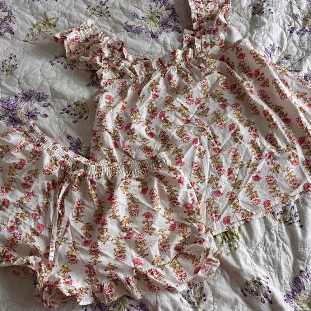 Floral Ruffle Top and Shorts Set